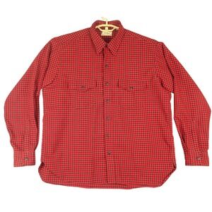 L.L.Bean Allagash Flannel Shirt Mens XL 17-17.5 Red Black Check Plaid (Fits 2XL)